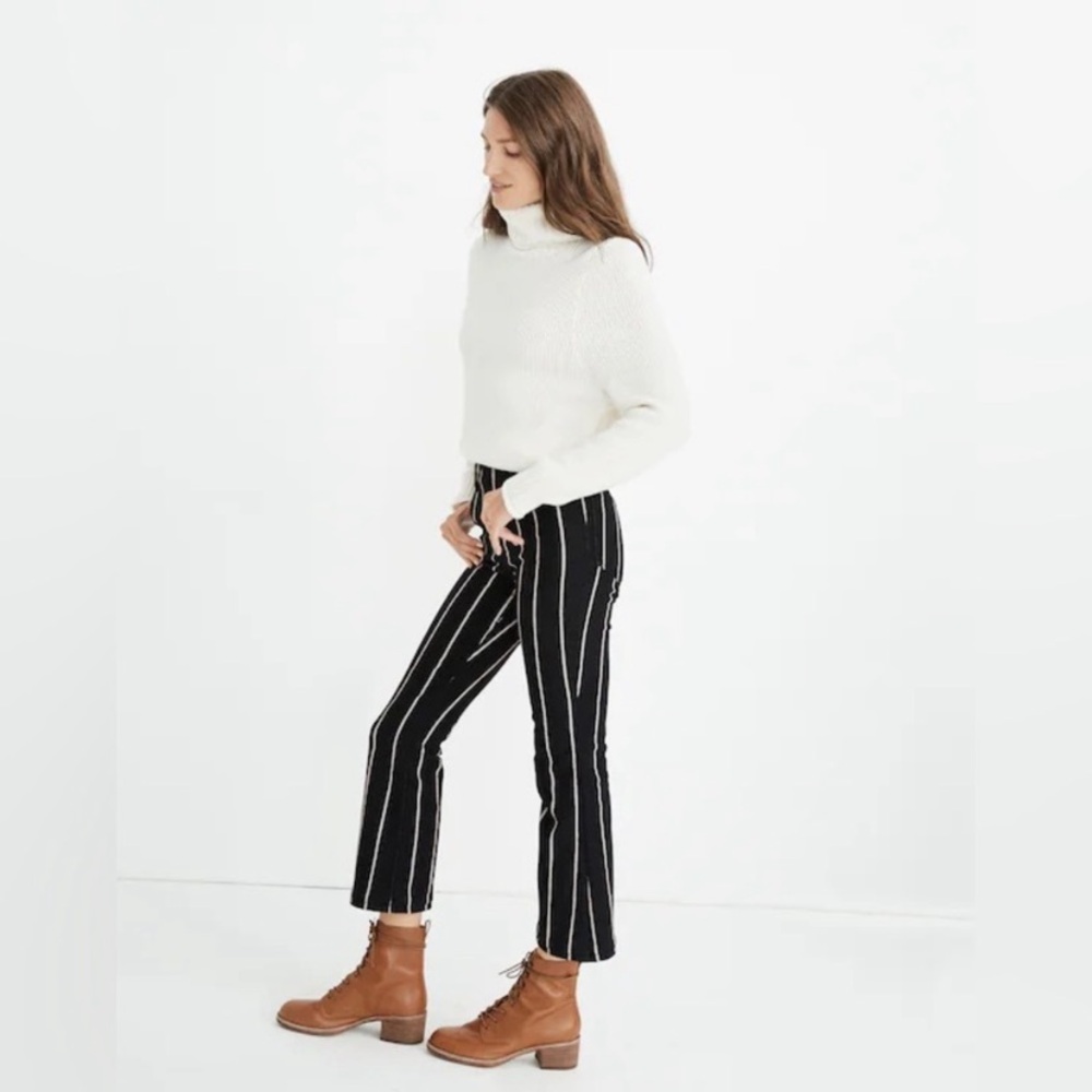 Madewell Cali Demi-Boot Jeans in Elsie Stripe high
rise black denim flare Sz 29 - Picture 6 of 15
